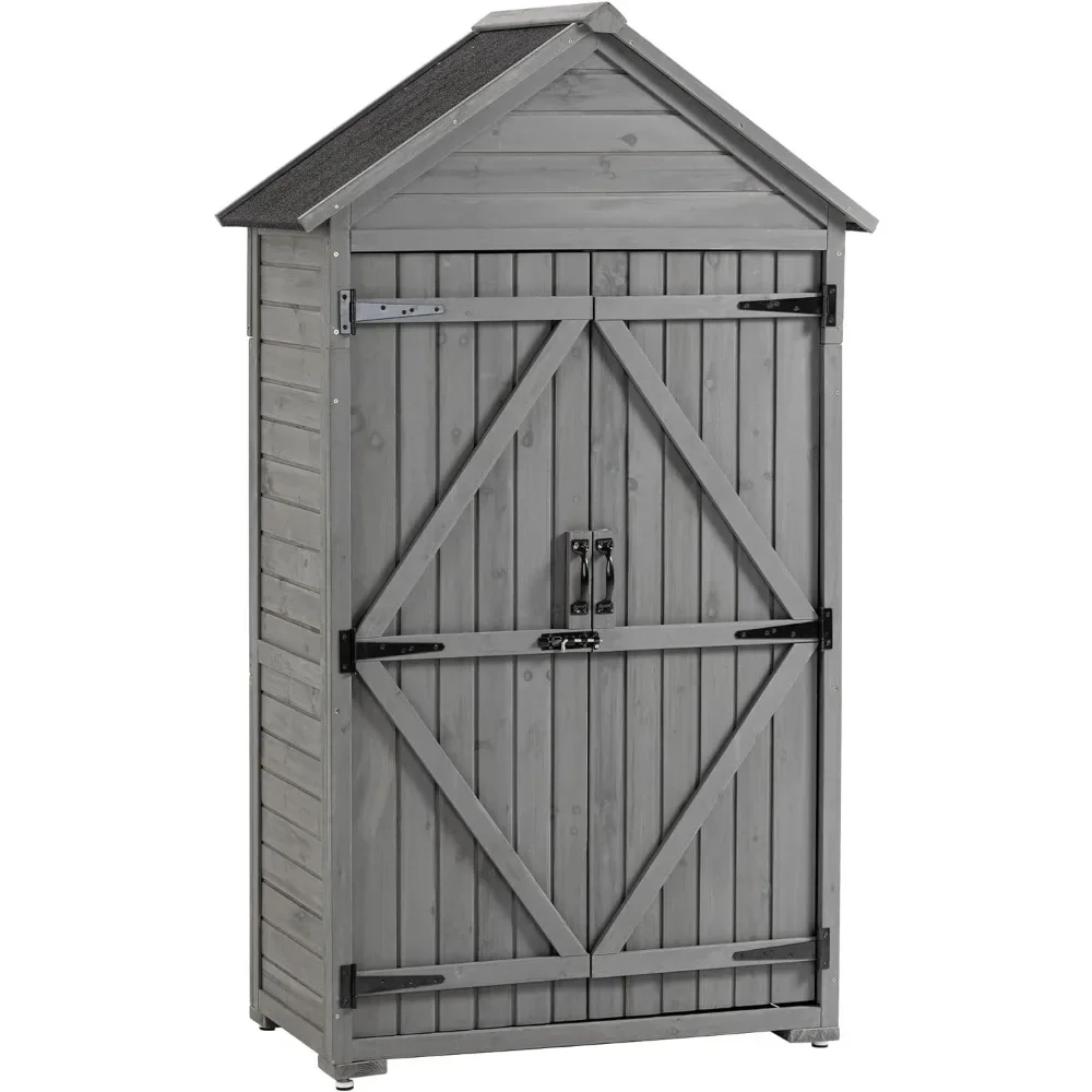 

Outdoor Storage Cabinet,Garden Wood Tool Shed, Outside Wooden Shed Closet with Shelves and Latch for Yard 39.56"x 22.04"x 68.89"