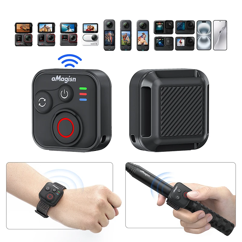 

Беспроводной пульт дистанционного управления Bluetooth для Insta360 X5/X4/Ace Pro 2/GoPro Hero 13/12/10 с ремешком на запястье для аксессуаров для спортивной камеры