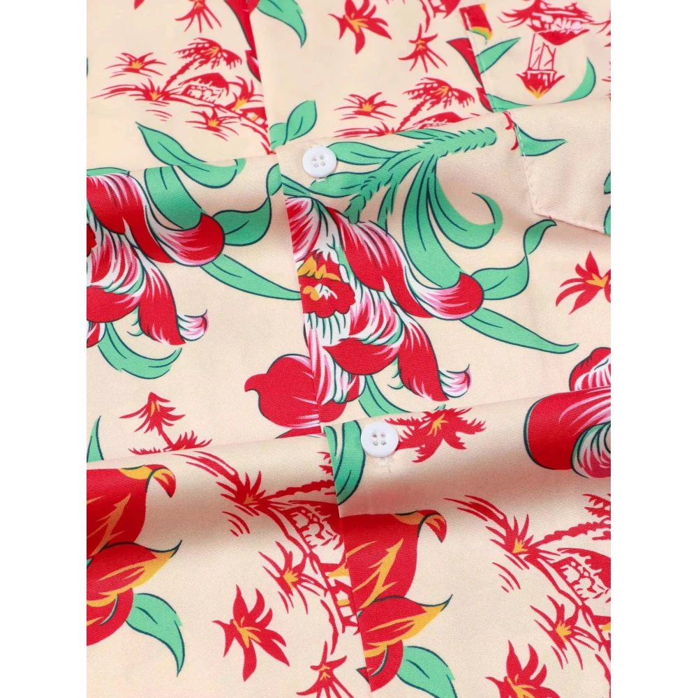 Men's Summer Flower 3D Printed Graphic Short Sleeve Hawaiian Beach Male Shirts for Men Casual Blouse Beach Vacation Harajuku