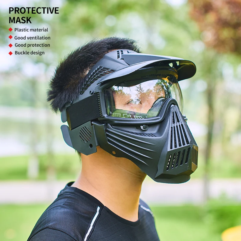 Full Face Masks Protection Gear CS Archery Tag Game Black Helmet Combat Bow and Arrow Paintball Masking Accessories