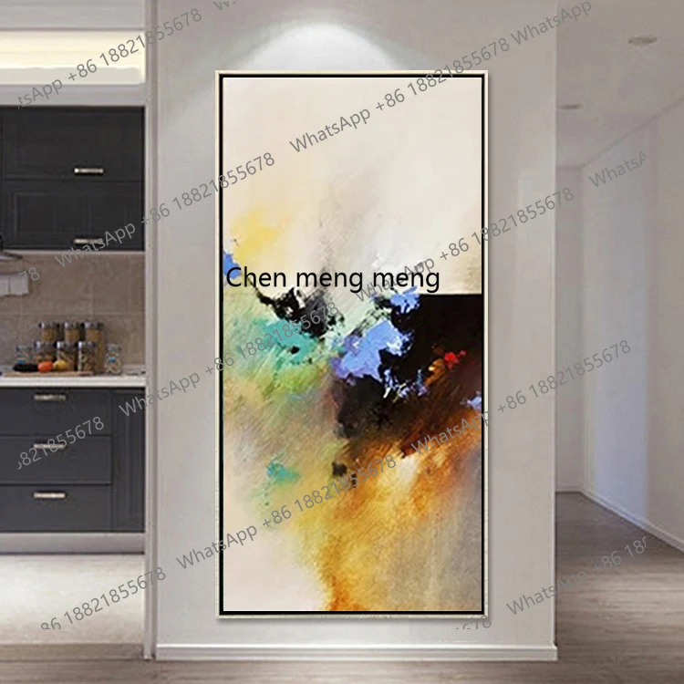 

Abstract oil painting new Chinese decoration porch vertical modern living room hotel hanging painting