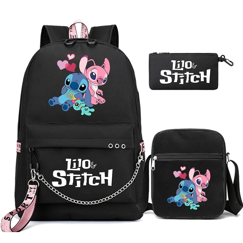 3Pcs/set Lilo Stitch Backpacks Printed Bookbag Travel Bag Student Teenagers Children Knapsack Boy Girl Schoolbag Daily Rucksack