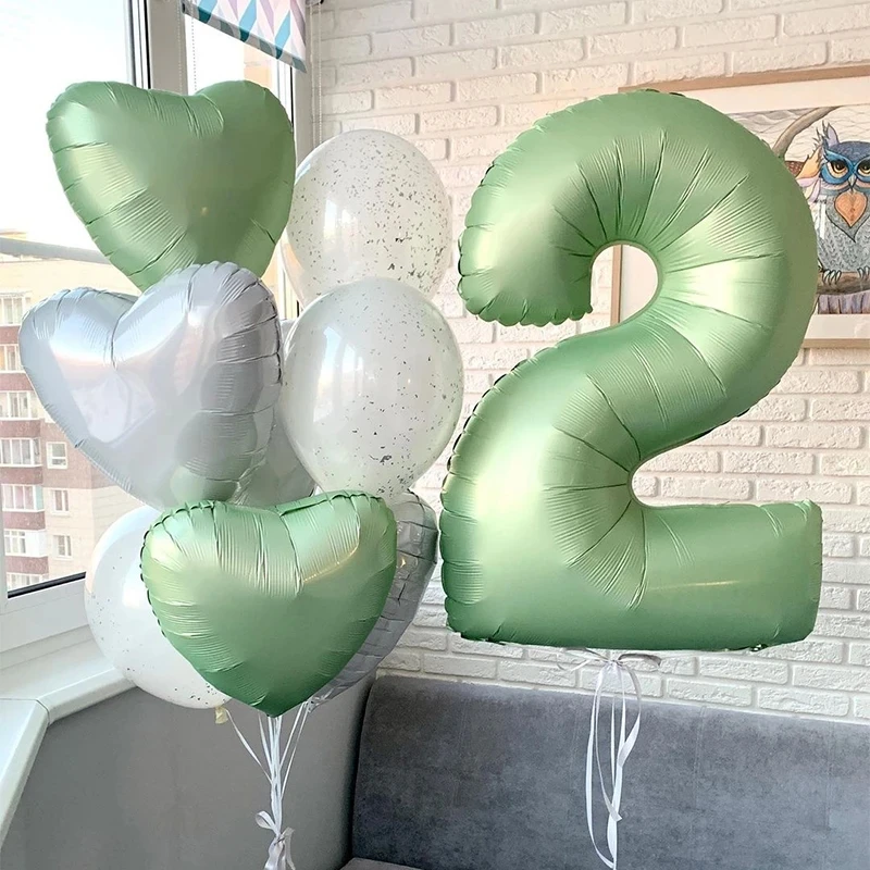 32/40inch Olive Green Digital Foil Balloons Number 0 1 2 3 4 5 6 7 8 9 Kids Adult Birthday Wedding Party Decorations Baby Shower