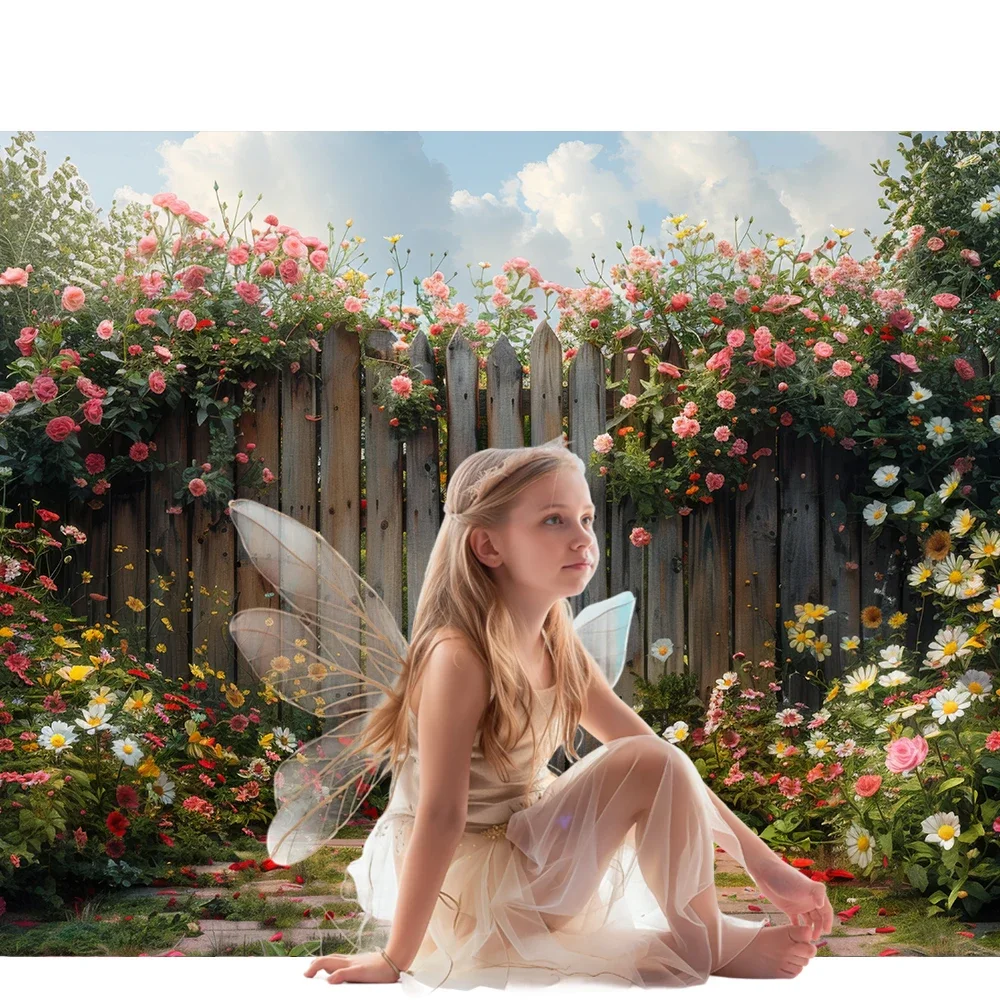 Bonvvie Flower Wall Backdrop Photography Rose Garden Castle Baby Shower Portrait Birthday Wedding Decor Background Photo Studio