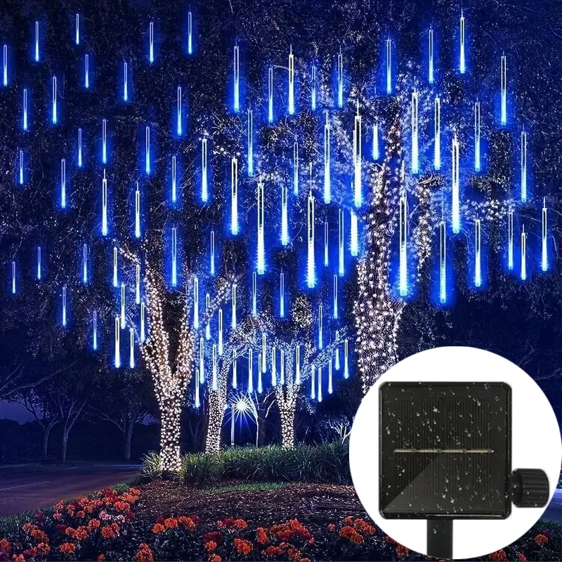 Imagem -06 - Meteor Shower Solar Led String Lights Fairy Guirlanda Decorações de Árvore de Natal Outdoor Garden Street Lights Tubos 30 cm 50cm