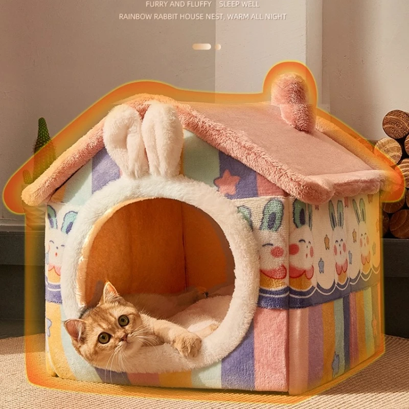 

Cat nest winter thickened warm closed security cat house sleeping house four seasons pet dog villa