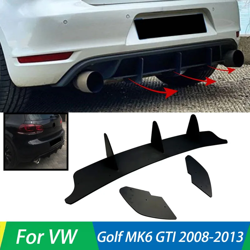 

For Volkswagen Golf 6 MK6 GTI 2008 2009-2013 Car Rear Bumper Lip Rear Diffuser Spoiler Blade Chin Accessories Tuning Body kits