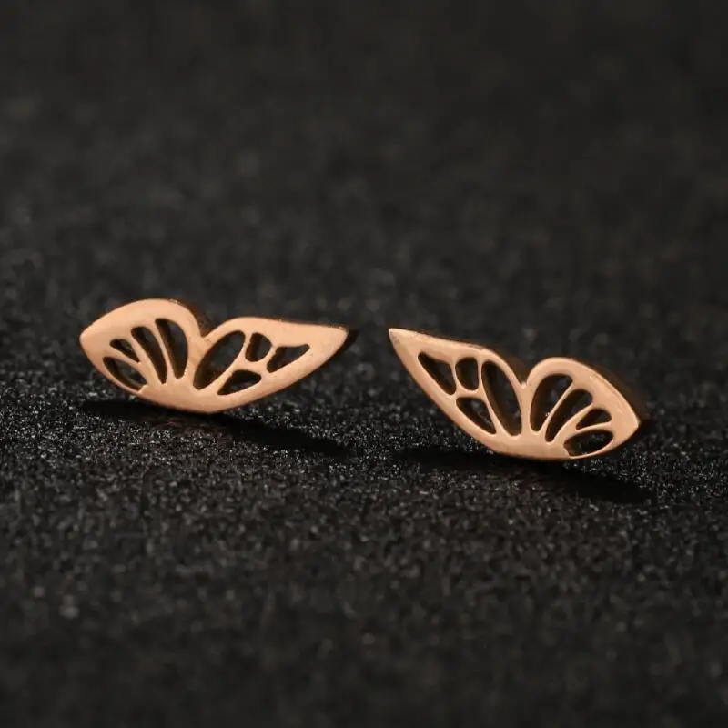Shuangshuo 2023 Trend Stainless Steel Earrings Bohemian Delicate Symmetrical Butterfly Stud Earrings for Women Jewelry Best Gift