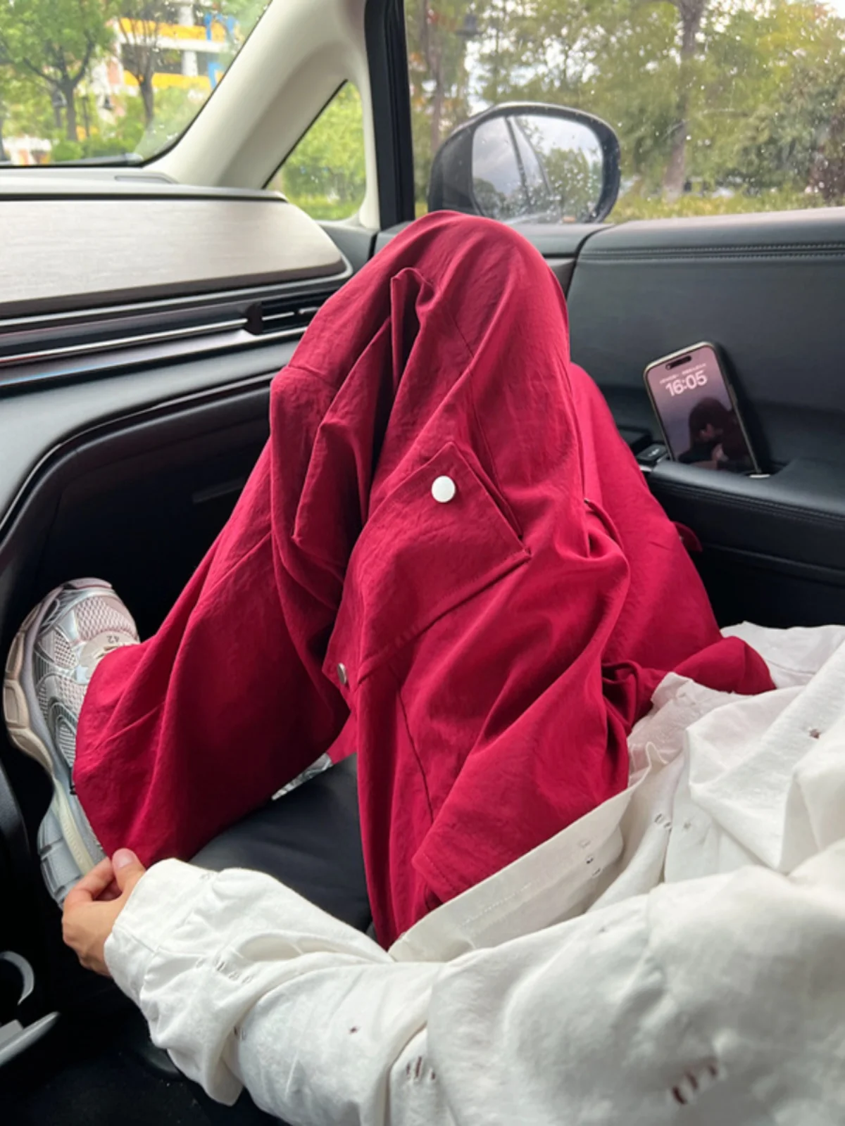 

Folded Cargo Pants Men's Loose Straight Casual Pants Wine Red Large ket Comfortable Autumn Leisure Trousers Lazy American ...