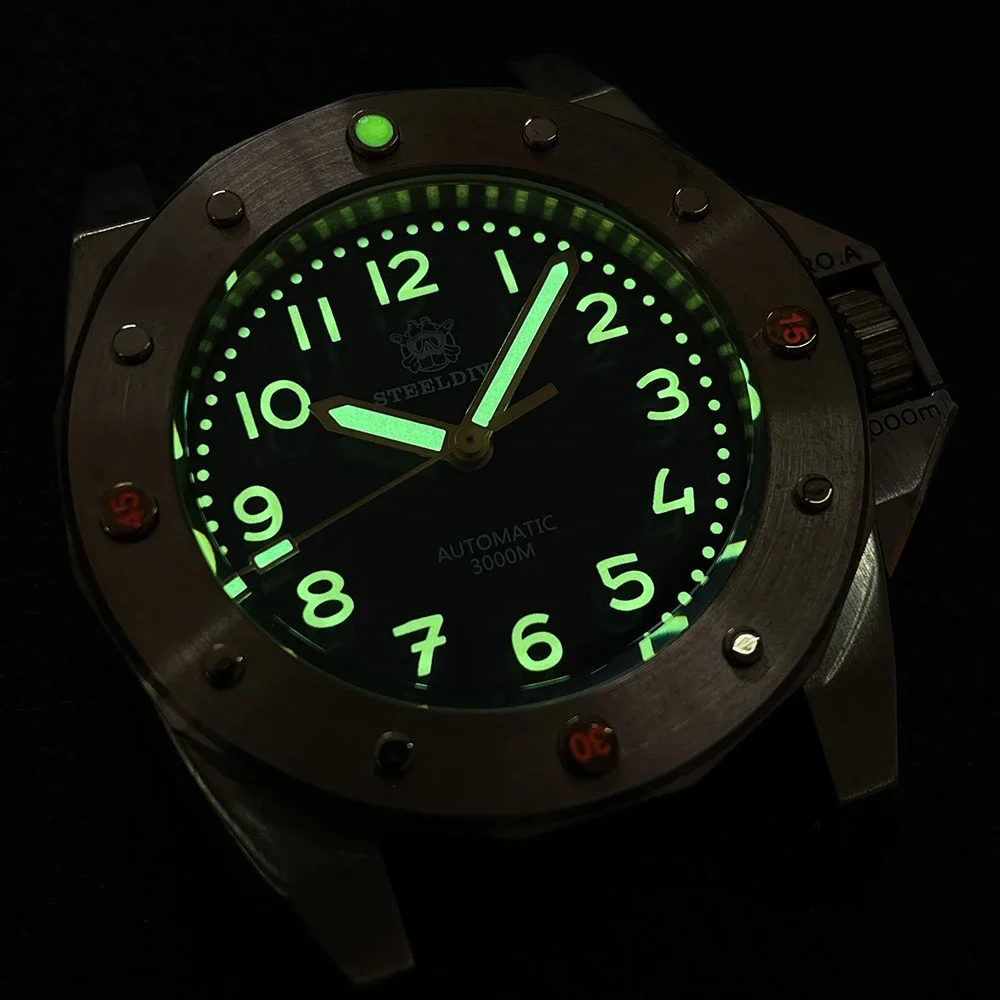 New SD1945S STEELDIVE Brand 45.6MM Broze Case 3000M Waterproof NH35 Unique Design Bronze Bezel NH35 Mens Automatic Watch