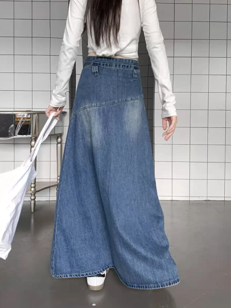 Retro Hong Kong Sle Hohe Taille A-linie Rock frauen Sommer Neue Taille Denim Röcke Abnehmen Straße Personali