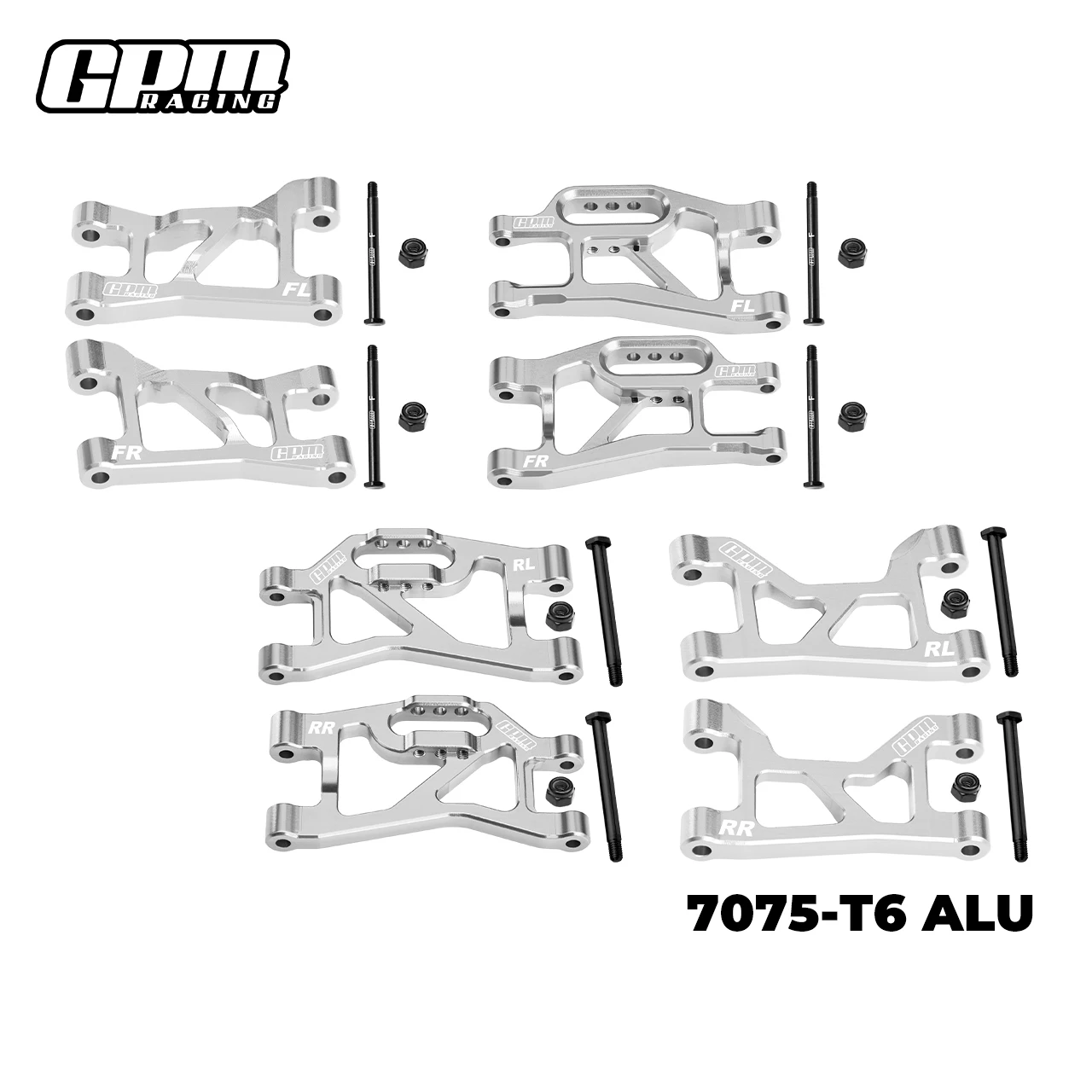 GPM 7075-T6 أذرع تعليق أمامية + خلفية (علوية وسفلية) لـ TRAXXAS MINI SLASH 4X4-108164-1