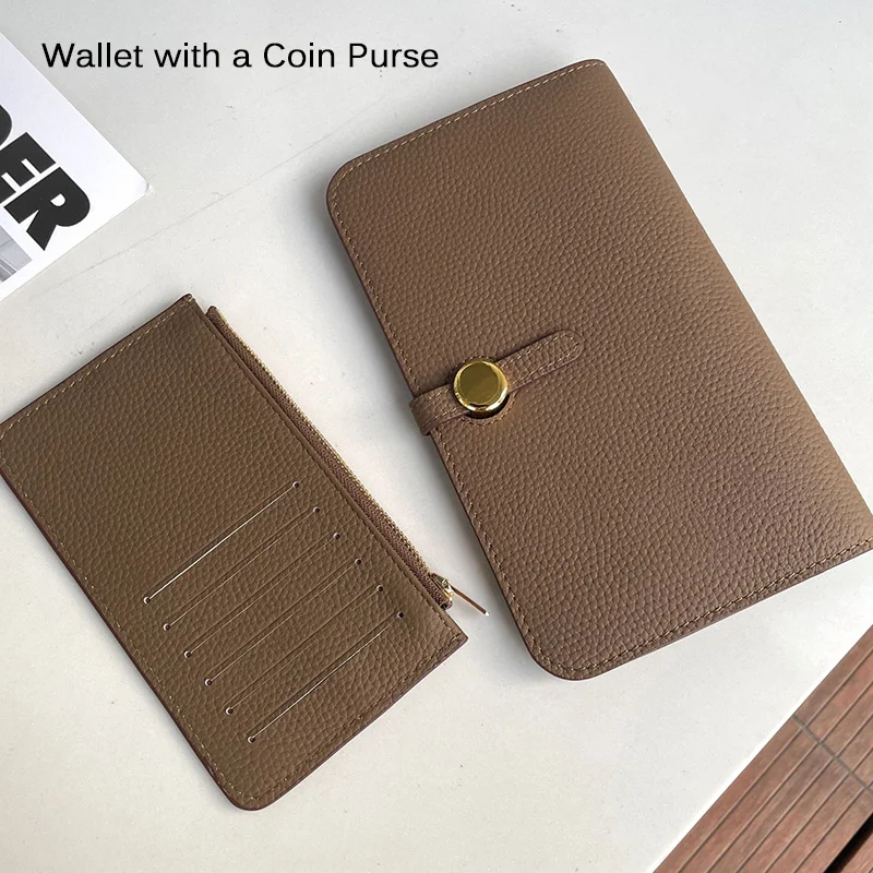 Genuine Leather Women Wallets First Layer of Cowhide Clutch Bag High Capacity Long Wallet With Coin Purse Phone Hasp Clutches
