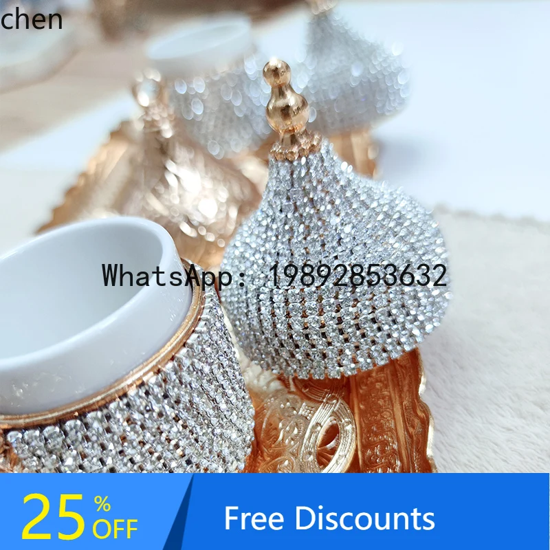 

golden coffee cup, concentrated hand-flushed rhinestone, handmade 60ml dish