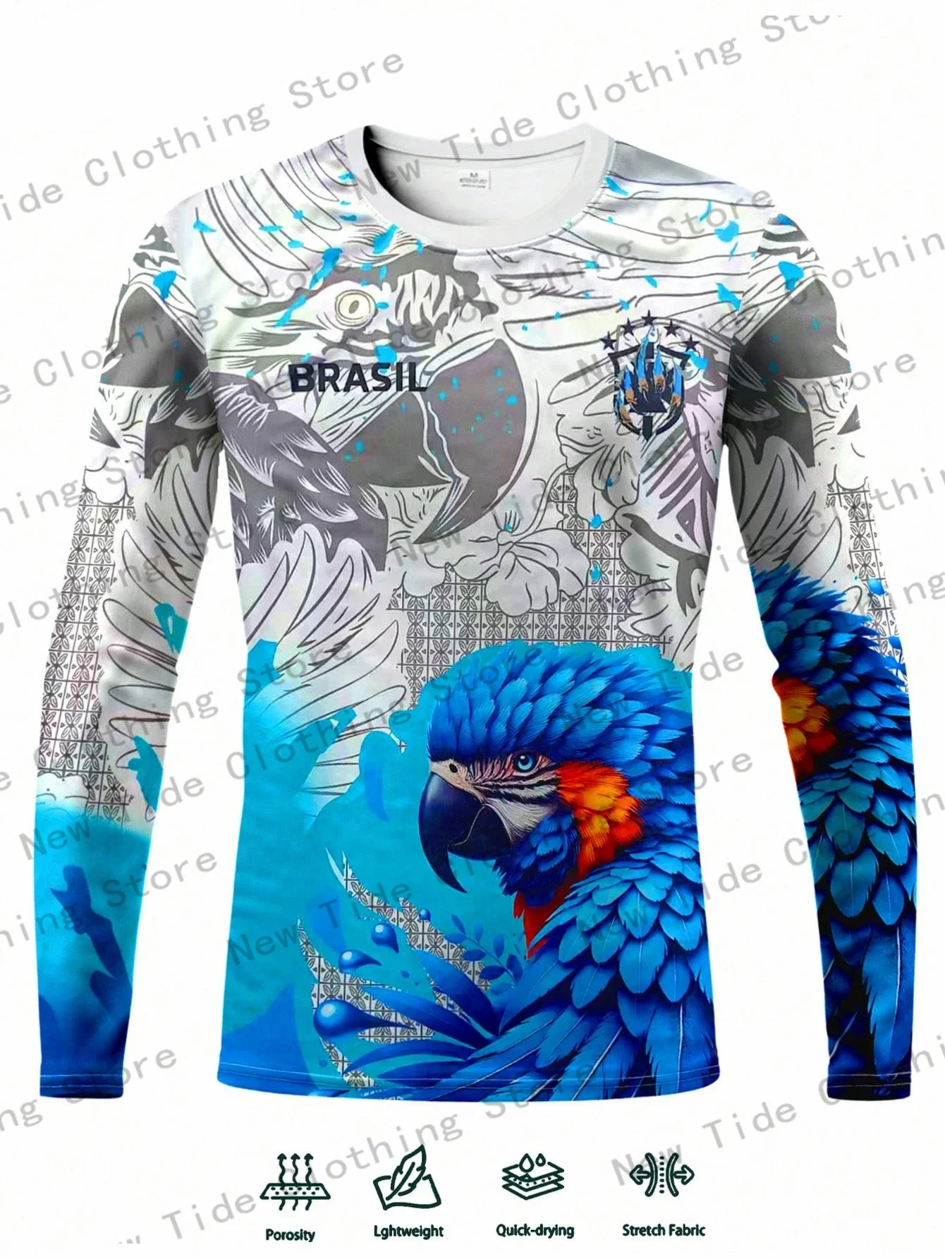 

Мужская футбольная майка с длинными рукавами TNOS, бразильская национальная сборная, дышащая спортивная футболка с круглым вырезом в стиле Рио Де Жаней