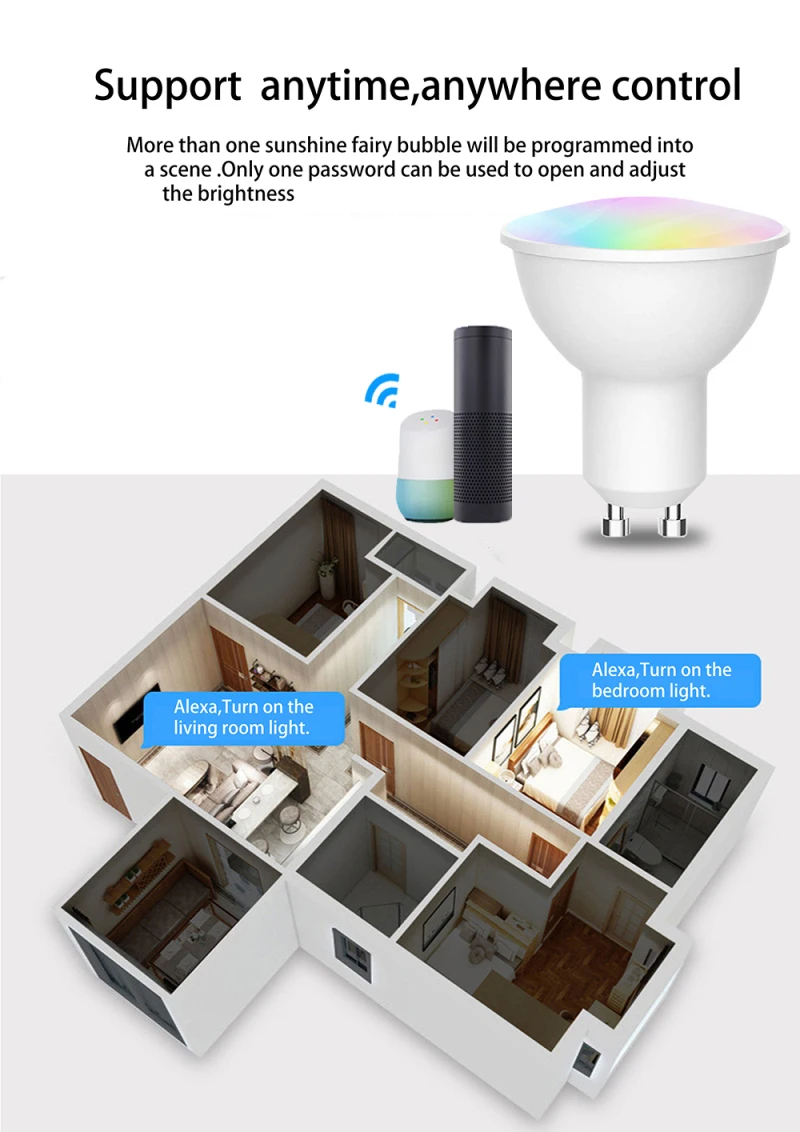 Xiaomi Tuya WIFI Smart Dimmable Bulb GU10 MR16 RGB C+W LED Light Support Alexa Google Assistant Voice Control Smart Life App