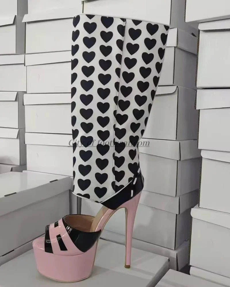 2026 Sexy star print platform pink sandals boots summer luxury new leather mixed colors high heels women big size quality shoes