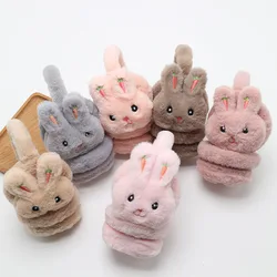 Cartoon Rabbit Ear Earmuffs para crianças, capa macia de pelúcia, regalos quentes para meninas, proteção de ouvido quente, mulheres e crianças, inverno