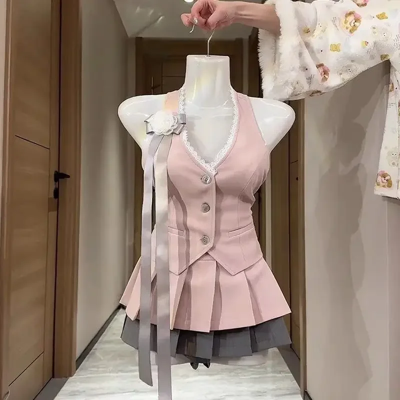 

Весенний комплект из двух предметов в корейском стиле для женщин, милый японский лолита-стиль, для вечеринок, Y2K, летний, праздничный, женские костюмы, одежда для женщин, коллекция Весна 2026