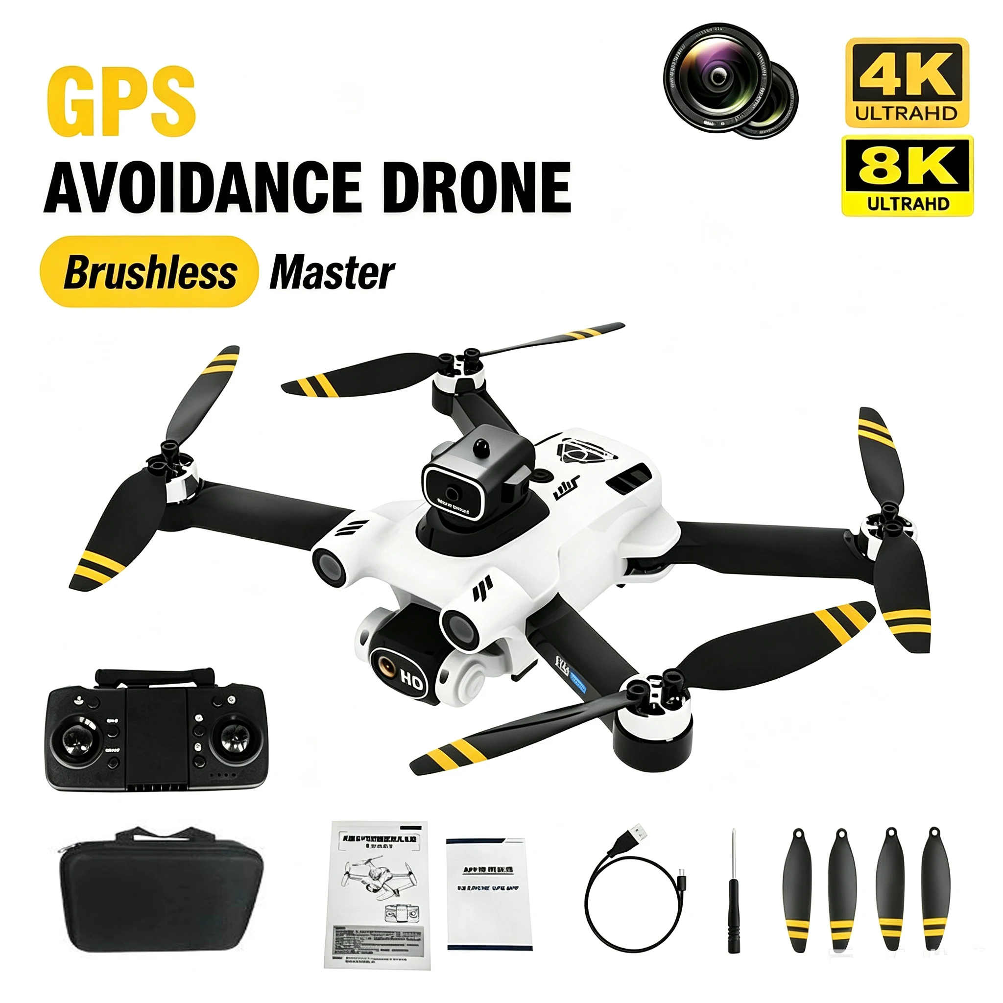RC Drone with 4K 8K Camera WIFI FPV Remote Control Quadcopter GPS Obstacle Avoidance Radio-Controlled Helicopter Foldable Plane