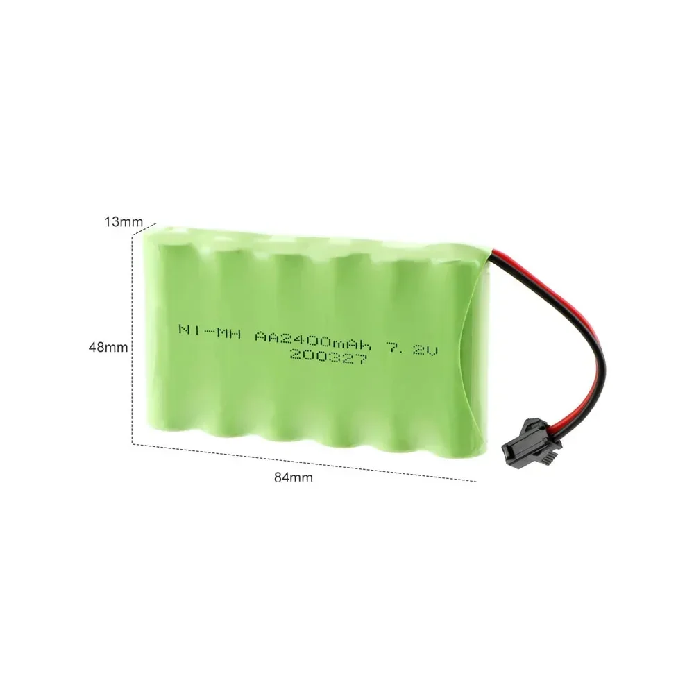 7.2v 2400mah AA NI-MH Bateria z ładowarką Duża pojemność do zabawek elektrycznych Zdalny samochód statek robot akumulator 7.2 v 2400 mah