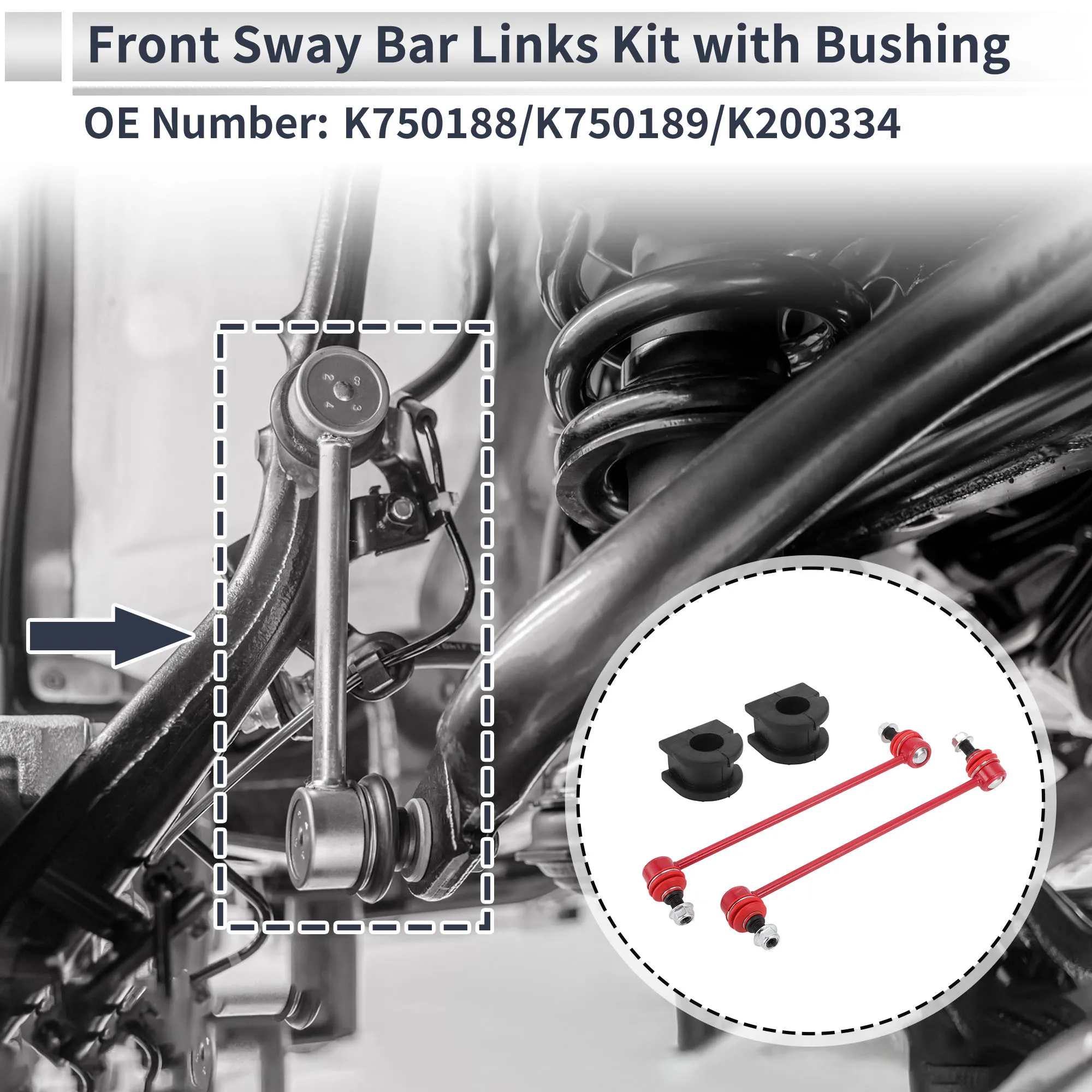 UXCELL 프론트 스태빌라이저 바 링크(GMC 테레인용 부싱 2개 포함) No.K750188