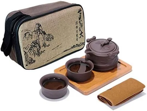 

Travel Chinese Kungfu Teapot Handmade Yixing Zisha Tea Set Purple Clay Teapot