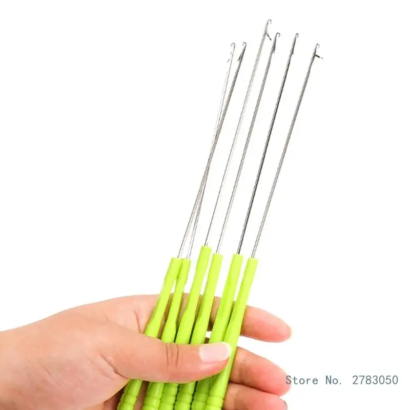 5PCS Plastic Handle Crochet Needle Hook Crochet Needle for Hair Braiding, Dreadlock Beads, Crochet Making