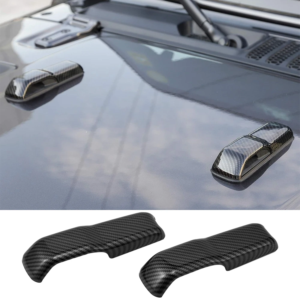 Car Engine Hood Hinge Cover Sticker Carbon Fiber Decoration Cover Stickers Exterior Accessories for Jeep Wrangler JL 2018-2022