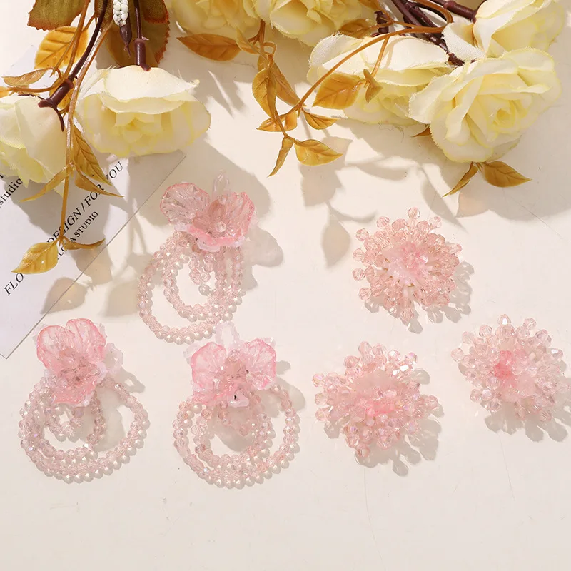 Shoe Charm 1 Piece Pink Crystal Tassel Flower Delicate Cute Lightweight Versatile Clip for Clogs Jelly Sandals Women Summer