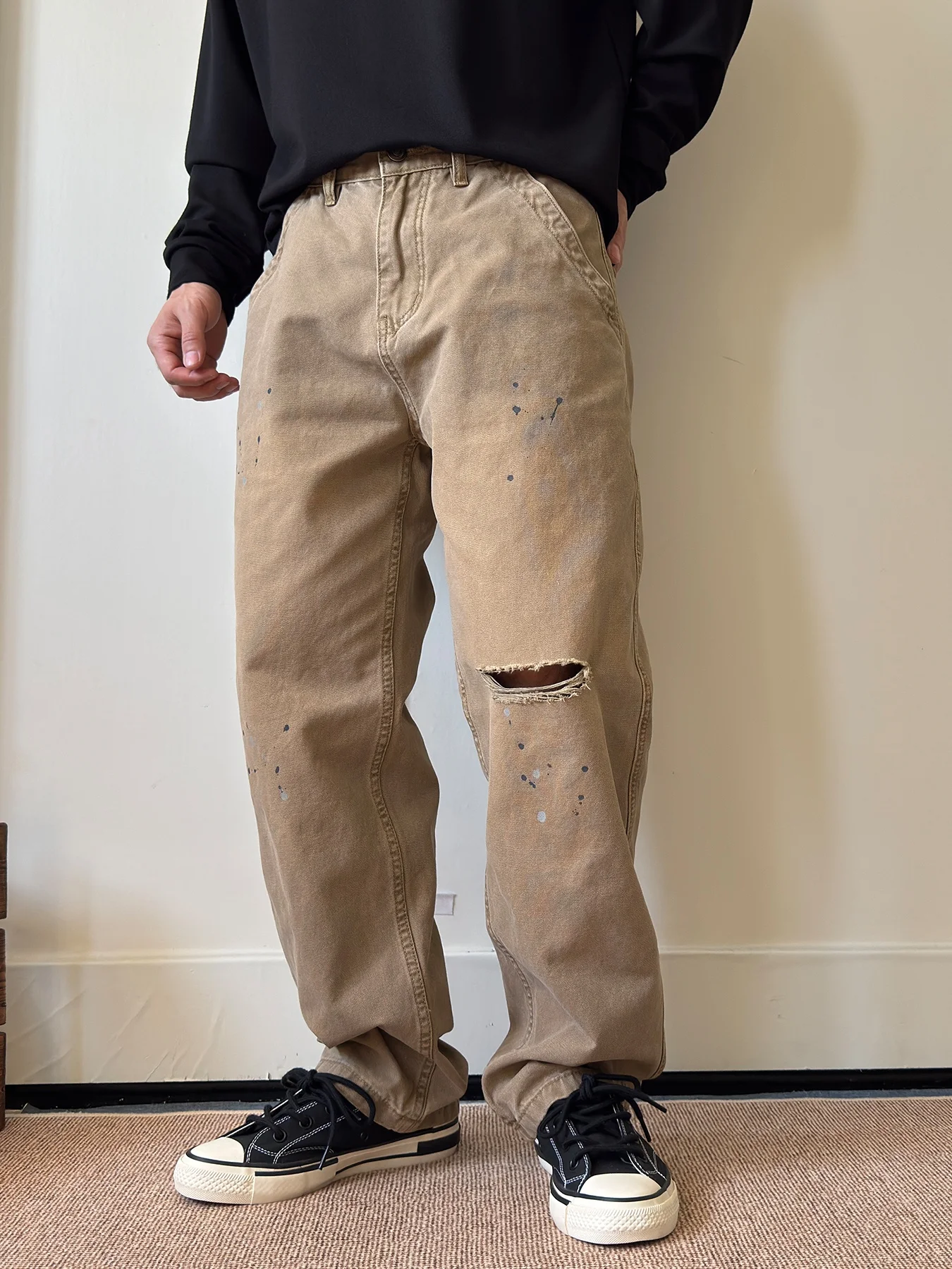 

Мужские повседневные брюки в стиле ретро, американские, цвета хаки, осенне-зимние, новые, свободные, из хлопка, рабочие, прямого кроя, на молнии