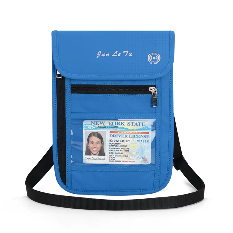 New Waterproof RFID Nylon Travel Document Storage Bag Card Passport Bag Neck Wallet Money Document Card Fashion Passport Pouch