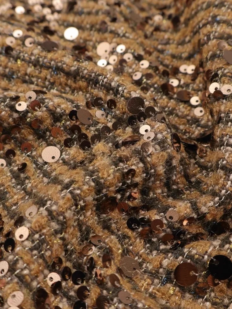 

Embroidered Wool Woven Coarse Woolen Fabric for Glitter Drape Coat Dress Set Fashion Cloth Diy By The Meter Sewing Material