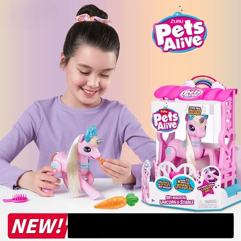 Pate Pet Magic Unicorn Glow Sound Electronic Pet Feeding Experience Doll Girl Gifts