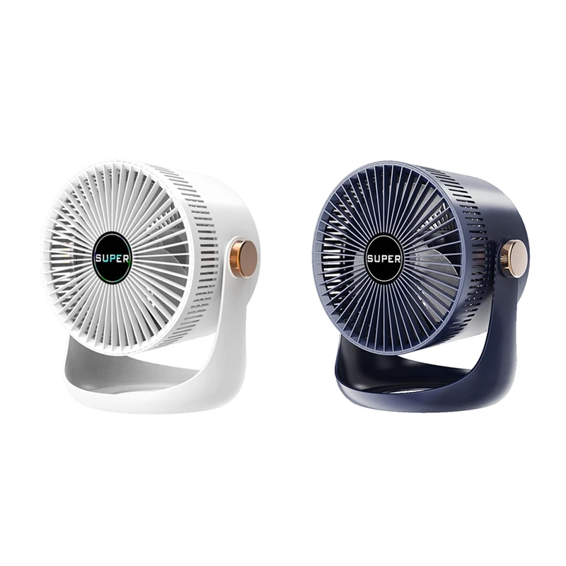 HOT-Household Table USB Rechargeable Air Circulation Electric Fan 2400Mah Battery Wall Mountable Cooling Ventilator Fan