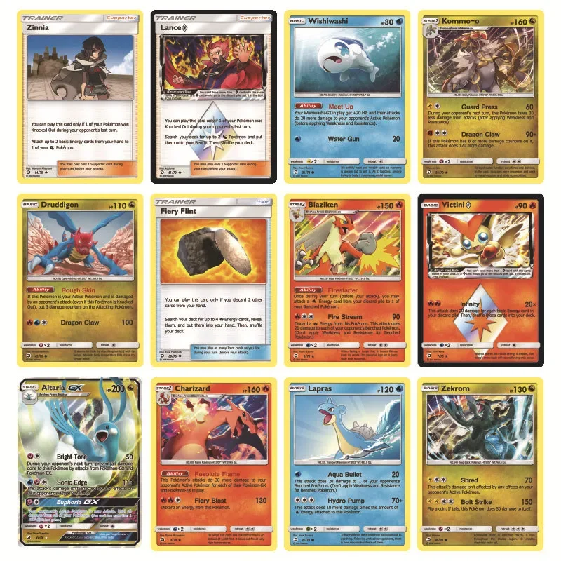 4 borse 36 pezzi carte Pokemon inglesi Charizard Pikachu carte da collezione Anime Trading Game Battle Toys For Adult Children Gift