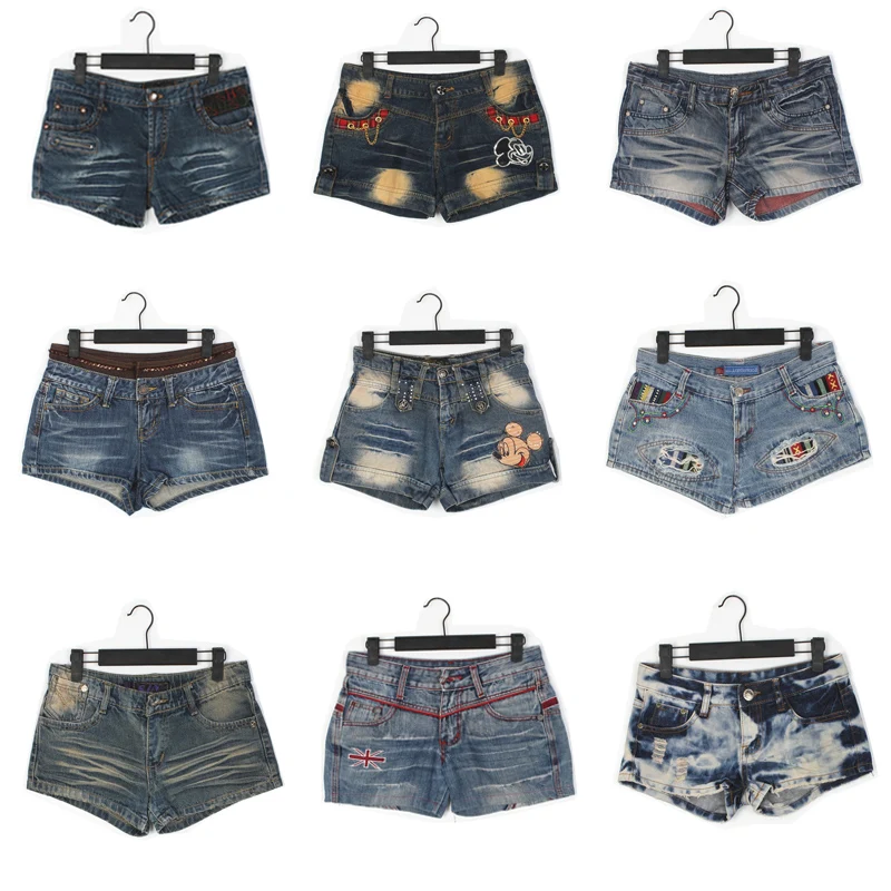 

Vintage Punk Skull Embellied Low Waist Ultra ort Denim orts Trendy Non-Conformist Millennial Sle All Seasons Wear