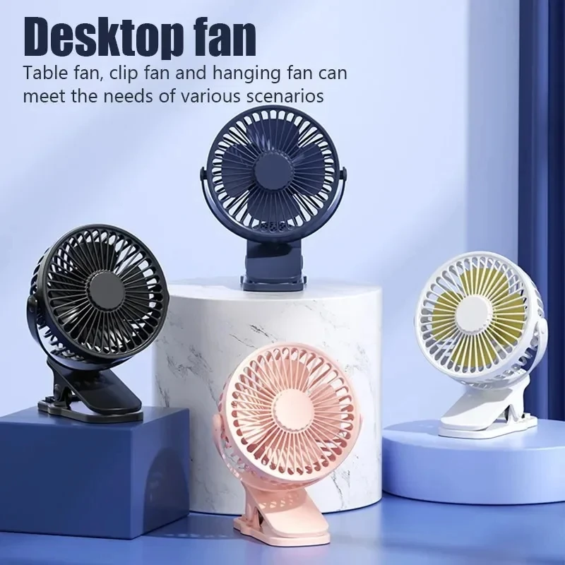 720 ° Drehbarer Clip-Ventilator, tragbarer Mini-Kühlventilator, integrierte Nachtlampe, wiederaufladbarer USB-Ventilator für den persönlichen Gebrauch, für Outdoor-Camping, Ventilador