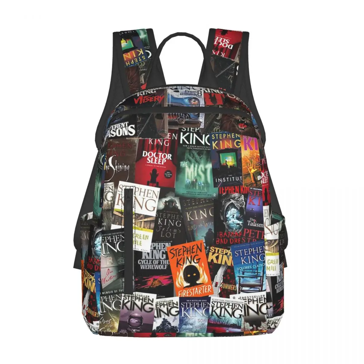 

Stephen King Book Covers Horror Bookworm Backpack Large Capacity Boys Girls BookBag School Bag Shoulder Bags for Men Women
