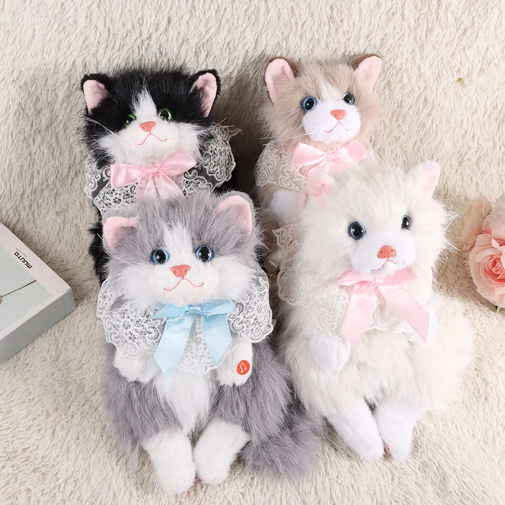 New Realistic Cat Simulated Puppet Cat Backpack Soft Fluffy Cute Cartoon Doll Backpack Shoulder Bag Travel Storage School Bags