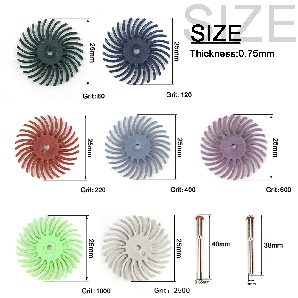 9Pcs 1Inch Radial Bristle Disc Kit Abrasive Brush 3/2.35mm Shank Detail Polishing Wheel for Dremel Rotary Tool Accessories