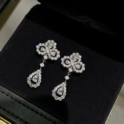 Huitan Exquisite Girls Drop Earrings Modern Fashion Design Cubic Zirconia Earrings Aesthetic Wome's Wedding Accessories Jewelry