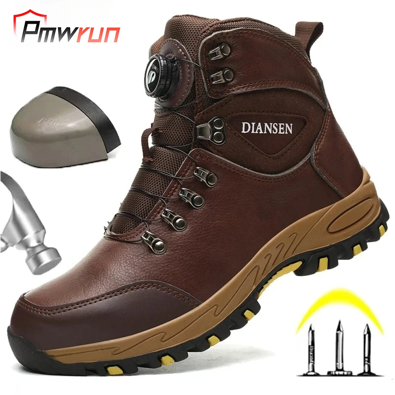 Puncture-Proof Protective Shoes Work Boots Tactical Boots Rotating Button Safety Shoes Men Work Sneakers Indestructible Shoes