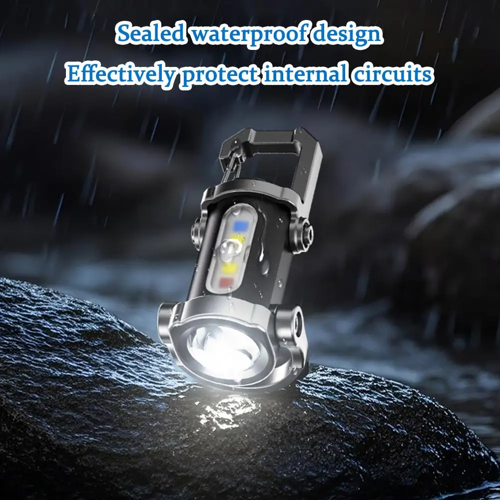 Portable Waist-mounted Keychain Mini Flashlight Multifunctional Emergency Charging Waterproof Keychain
