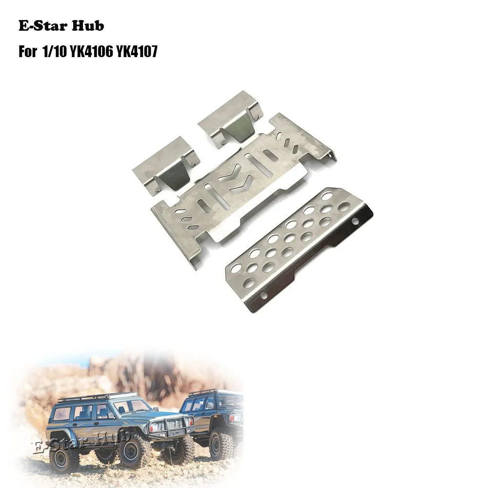 Metal Stainless Steel Bumper Chassis Armor Protection Skid Plate for 1/10 YK4106 YK4107 Upgrade Parts Kit RC Model Crawler Car