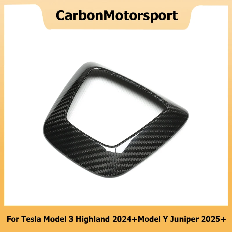 Real Dry Carbon Fiber Steering Wheel Cover for Tesla Model 3 Highland 2024+ Model Y Juniper 2025+ Interior Trim Accessories