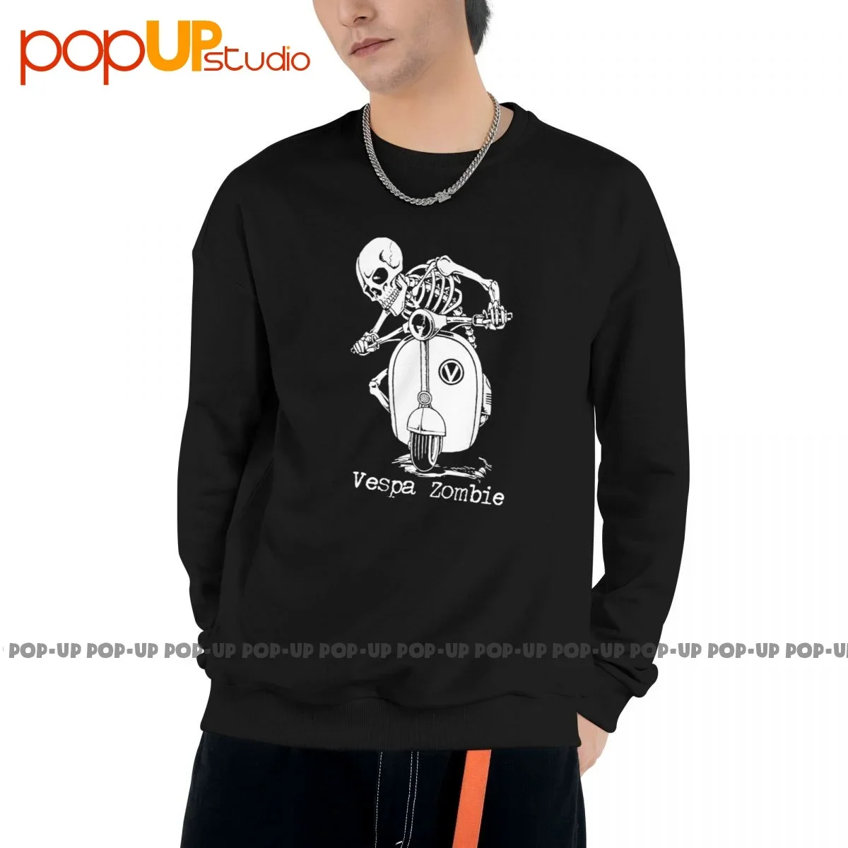 Vespa Zombie Scooter Mod Enthusiast Sweatshirt Pullover Shirts Soft Funny Harajuku Streetwear