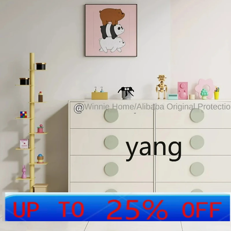 

LMM Solid Wood Cream Style Chest of Drawers Simple Modern Living Room Storage Organizer Dopamine