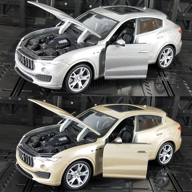 1:24 Simulasi Maserati Levante Paduan Off-Road Model Kendaraan Mobil SUV Kota Model Logam Ornamen Koleksi untuk Anak-anak