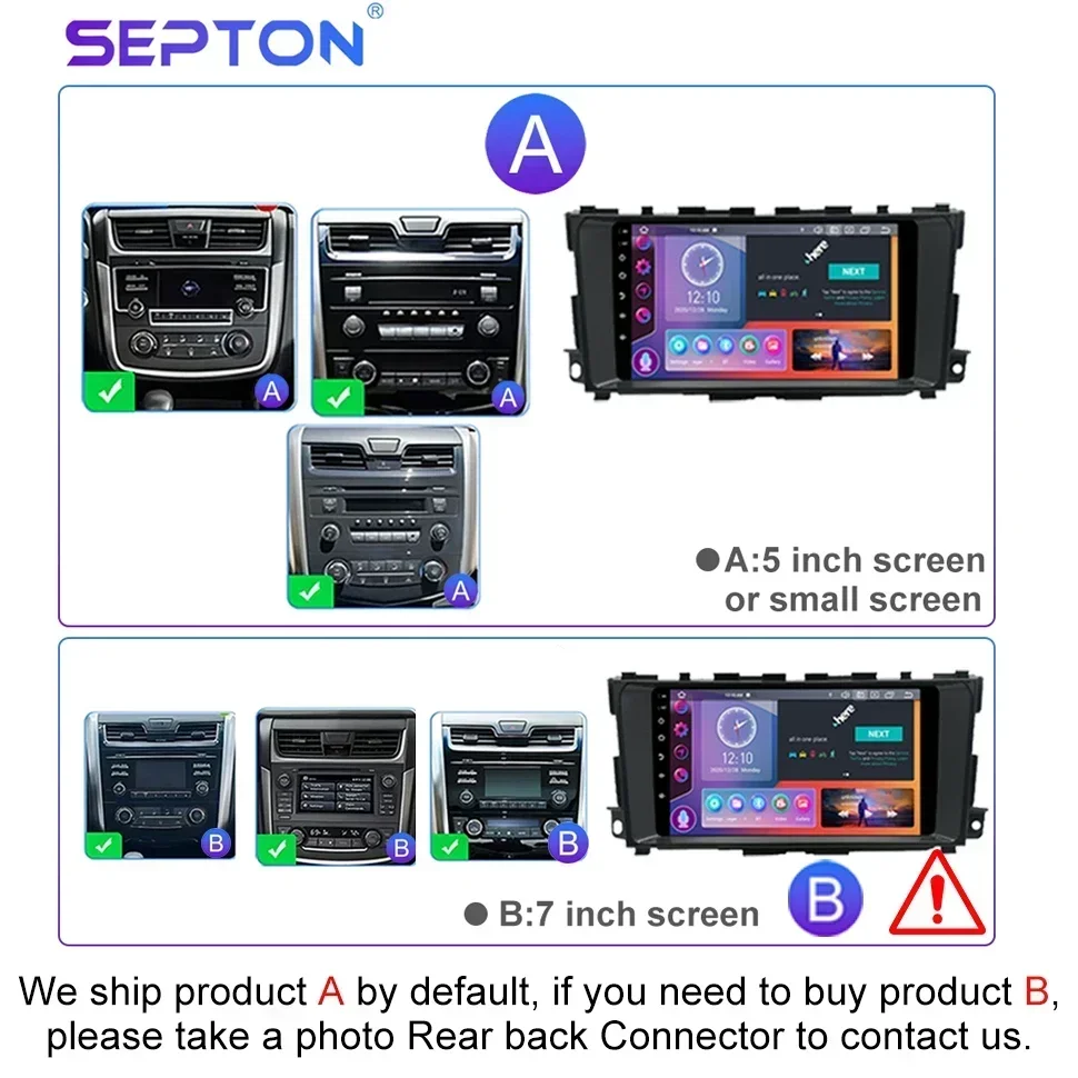 SEPTON Android 13 Multimedia Player Car Radio for Nissan Teana Altima 2013-2018  Multimedia Player 4G Net Carplay 8core WIFI BT